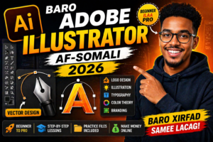 Baro Adobe Illustrator Af-Somali 2026 – Beginner ilaa Pro