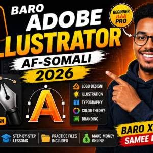 Baro Adobe Illustrator Af-Somali 2026 – Beginner ilaa Pro